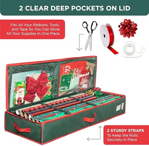 HOLDN’ STORAGE Premium Wrapping Paper Storage Container, Green - Image 4