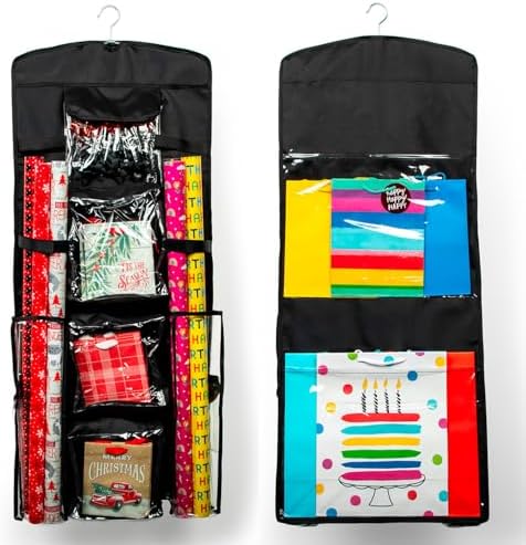 Joyful Moose Gift Bag Organizer Wrapping Paper Storage Container Christmas Gift Wrap Holder (Black) - Image 5