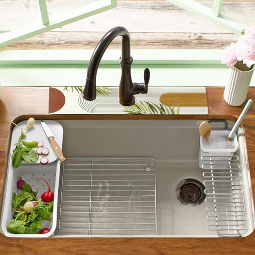 Sink Faucet Absorbing Mat, 2 Pack Drying Mat Around Faucet Sink Splash Guard Behind Faucet Sinkmat For Kitchen Bathroom Island Rv 24 * 5.5 Inch (60 * 14 cm) - Image 6