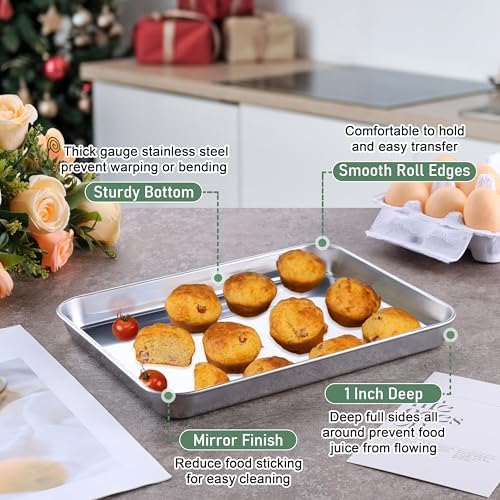 Homikit Cookie Sheet with Rack (2 Small Baking Sheets+2 Racks), 10 x 8 Inch - Image 3
