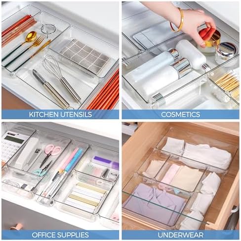 Ravinte 6 Pack Drawer Organizer, 3" x 6" Plastic Storage Bins - Image 7
