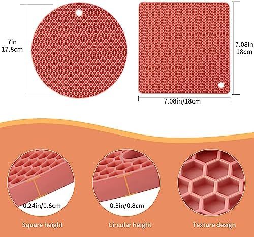4 Pack Trivets for Hot Dishes, Silicone Pot Holders Hot Pads for Kitchen, Silicone Trivets for Hot Pots and Pans, Hot Plates to Protect Table Quartz Countertops Heat Resistance to 450°F, Nordic Orange - Image 5