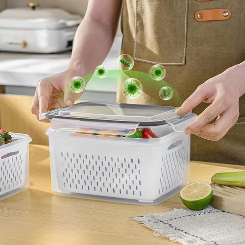 Freshmage Fruit Storage Containers for Fridge with Removable Colander 6 pcs - Image 7