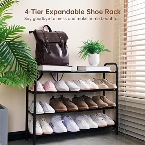 Gonfoam Expandable 4-Tier Shoe Rack for Closet and Entryway, Black - Image 2