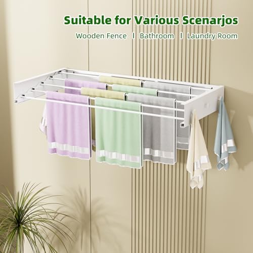 BAKON Wall Mounted Drying Rack 32'', Hidden Clothes Drying Rack for Indoor - Image 5