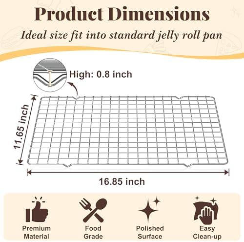 2 PCS Grid Wire Baking Cooling Racks, 11.65" x 16.85", Silver - Image 2