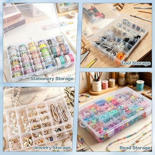 DILIBRA 5 Pack 36 Grids Large Plastic Organizer Box with Adjustable Divider - Image 6