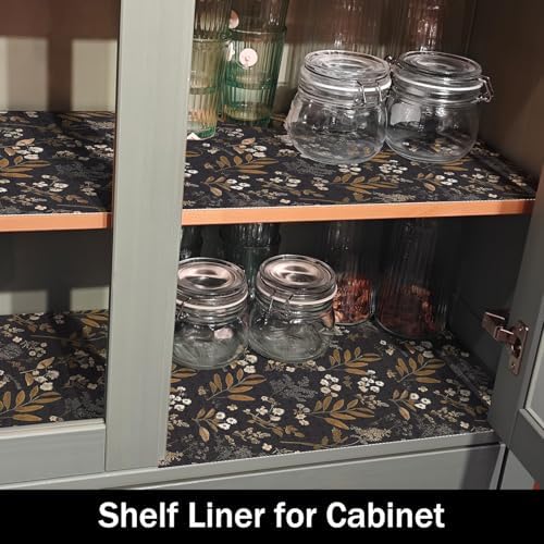 Black Leaf Shelf Drawer Cabinet Liners Waterproof,24IN x 10FT - Image 3