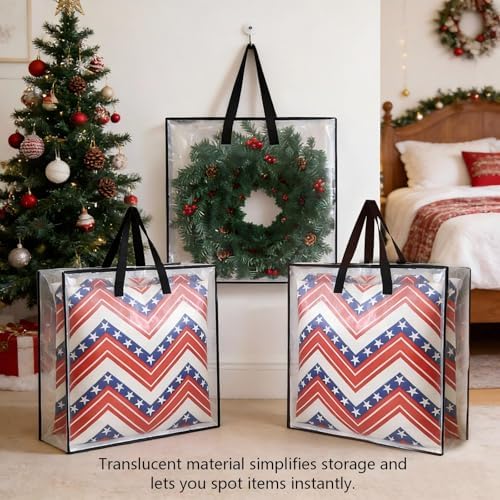Heavy-Duty Clear Wreath Storage Bag & Sturdy Moving Box Alternative – 26 Inch Large Capacity Container with Zipper for Christmas Decorations, Seasonal Wreaths, Clothes, Bedding,Gift (6-Pack) - Image 2