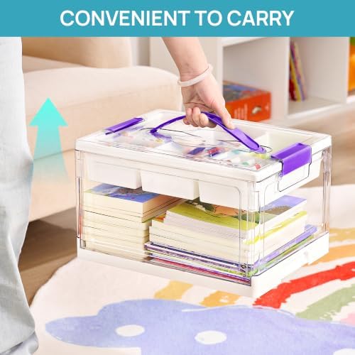 Vtopmart 24 QT Purple Clear Craft Organizer with Tray & Dividers, 1 Pack - Image 4
