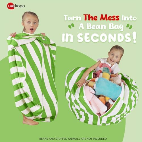 WEKAPO Stuffed Animal Storage Bean Bag Chair Cover for Kids - Image 3