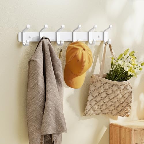 Coat Rack Wall Mount Heavy Duty, Wall Coat Hanger with Hooks, White 1 Pack - Image 2