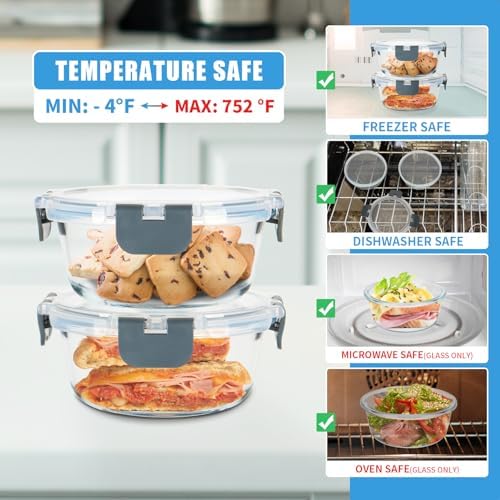 GULFLIN 12 Pack 13oz Small Round Glass Food Storage Containers with Lids - Image 4
