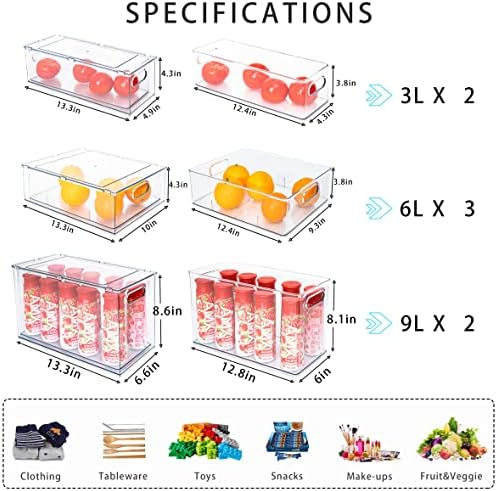 7 pack Stackable Refrigerator Organizer Bins Pull-Out Drawers for Fruit and Veggies Storage Organizer for Fridge Clear Drawer Containers with Handle Divided Organization for Produce Saver - Image 3