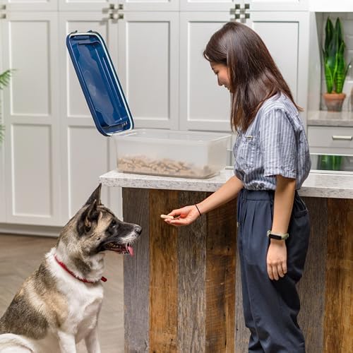 IRIS USA Airtight Dog Food Storage Container, Up to 14 lbs, Dog Cat Bird and Other Pet Food Treats Storage Bin, Dog Cat Wet Food Cans, Keep Fresh, BPA Free, Stackable, Navy - Image 5