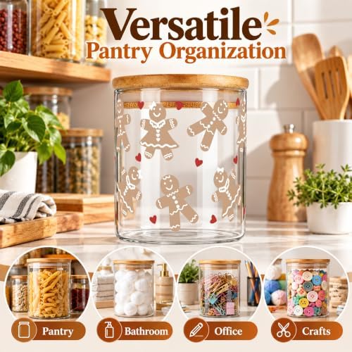 Set of 4 Christmas Food Canistersd with Lid,Xmas Home Kitchen Decor Gift - Image 4