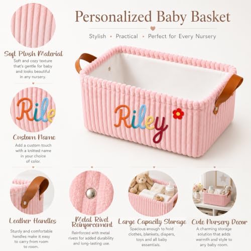 Personalized Diaper Caddy Organizer Custom Baby Storage Basket - Image 6