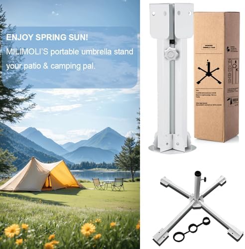 2Pack Foldable Portable Beach Umbrella Stand-Portable Patio Umbrella Base Holder,Outdoor Sunshade Anchor Size Plus Thickened,Rust Free Tempered Iron Umbrella Stand for Courtyard,Beach,Grass - Image 3