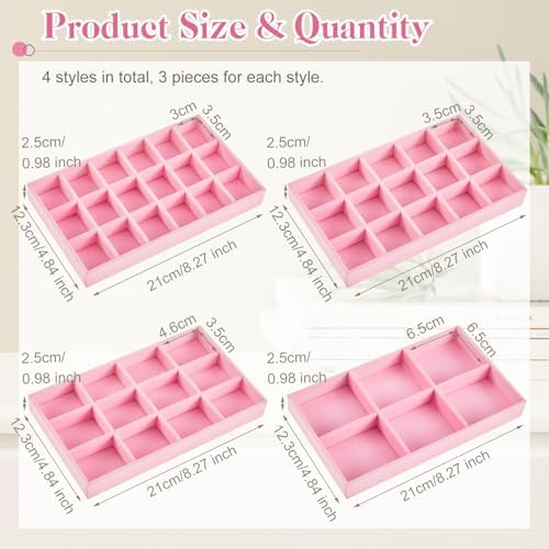 Junkin 12 Pcs Velvet Jewelry Organizer Tray, Stackable Storage - Image 2