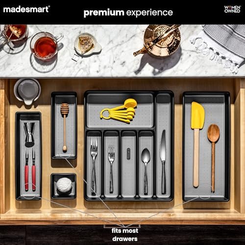 madesmart Classic 3 Bin Drawer Organizer Set, Carbon - Image 2