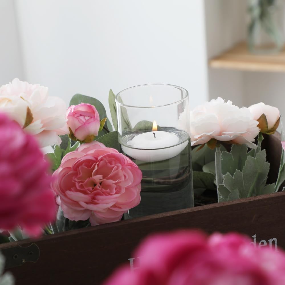 Set of 12 Pcs Glass Cylinder Vases for Centerpieces with 18 Pcs White Floating Candles for Centerpieces Glass Candle Holder for Table Shelf Wedding Party Home Decor (4"+6"+8"+10")