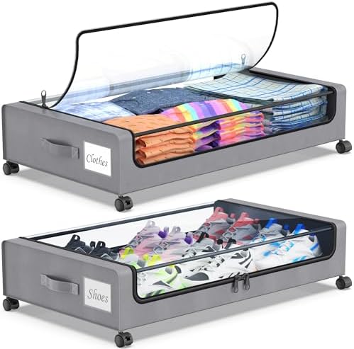 Beborxue Under Bed Storage with Wheels, 4-Pack (Gray) by Beborxue-Life