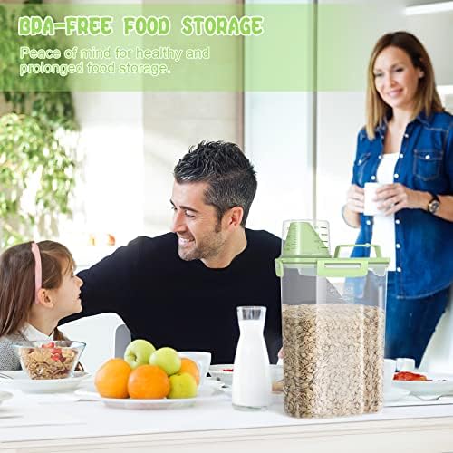 TBMax Rice Container Cereal Storage Container 2 Pack 5 Lbs, Plastic Kitchen Pantry Food Storage Container with Cup, Small Pet Dog Cat Food Dispenser -Green - Image 7