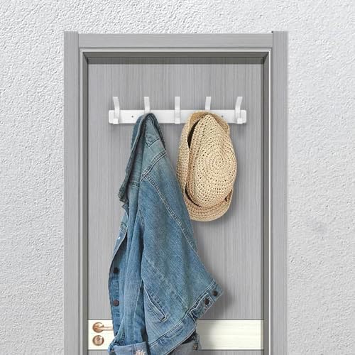 Coat Rack Wall Mounted,5 Coat Hooks for Hanging Coats,Heavy Duty Metal Double Hook Rack Hook Rail,Coat Rack with Hooks,Wall Mount Coat Hanger for Hat Towel Purse Robes,2Pack (White, 5 Hooks) - Image 5