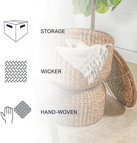 happimess SAT1000A Bhola 18" Hourglass Handwoven Hyacinth Storage Accent Table with Lid for Storage and Decoration in Bedroom, Living Room, Kitchen, Dining Room, Entryway, Guestroom, Natural - Image 4