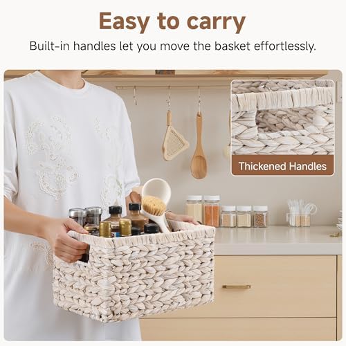 StorageWorks Wicker Storage Baskets for Shelves, White Wicker Basket, 2Pack - Image 3