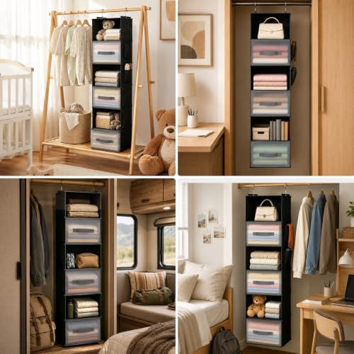 Hanging Closet Organizer, Black - Image 4