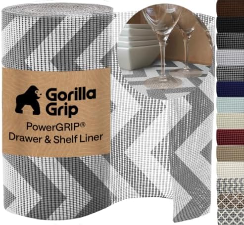 GORILLA GRIP powerGRIP Drawer Shelf and Cabinet Liner, 20"x30', Chevron by GorillaGrip