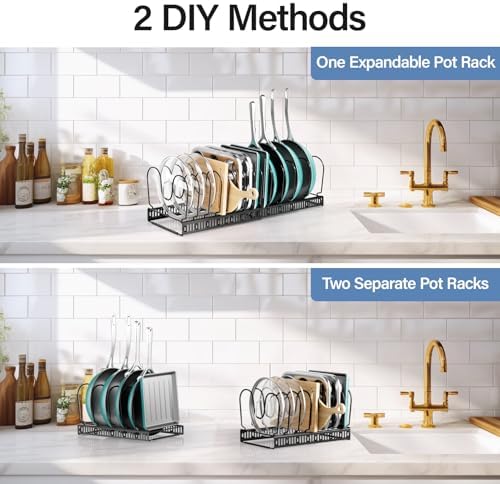 ORDORA Expandable Pots and Pans Organizer under Cabinet with 14 Dividers - Image 6