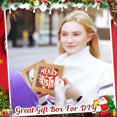Dunzoom 25 Pcs Christmas Sublimation Blanks Ornament Gift Box, Kraft Paper - Image 5