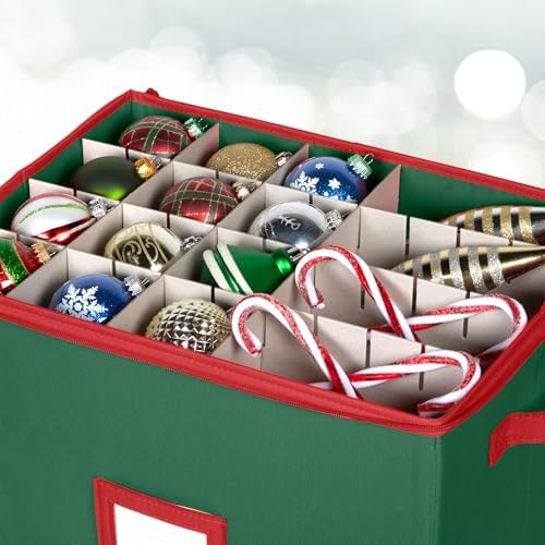 Christmas Ornament Storage Box - Large Christmas Decor Storage Containers that Store up to 80 Ornaments of 3 Inches - Durable Material To Protect And Store Holiday Ornaments Décor, Green - Image 5