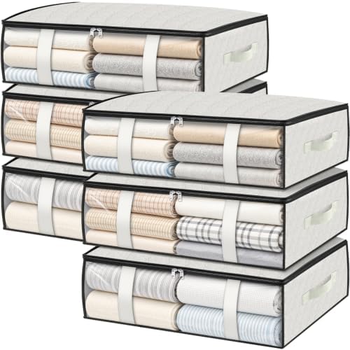 6 Pack Storage Bags, 40L Clothes Storage Containers, Storage Bins, White by StorageRight
