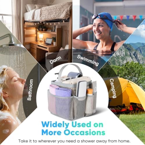 EUDELE 2 Pack Mesh Shower Caddy Portable for College Dorm Room Essentials, Shower Caddy Dorm with 9-Pocket Large Capacity,Shower Bag for Beach,Swimming,Gym All Black+All Grey - Image 7