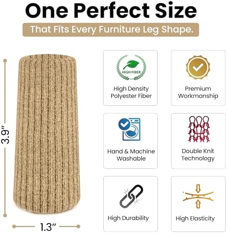 Chair Leg Socks 48/80 Pcs Khaki Furniture Leg Covers Floor Protectors - Image 3