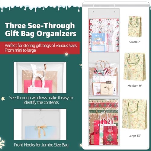 Hanging Wrapping Paper Organizer Storage, Over Door Gift Wrap Roll Holder - Image 5