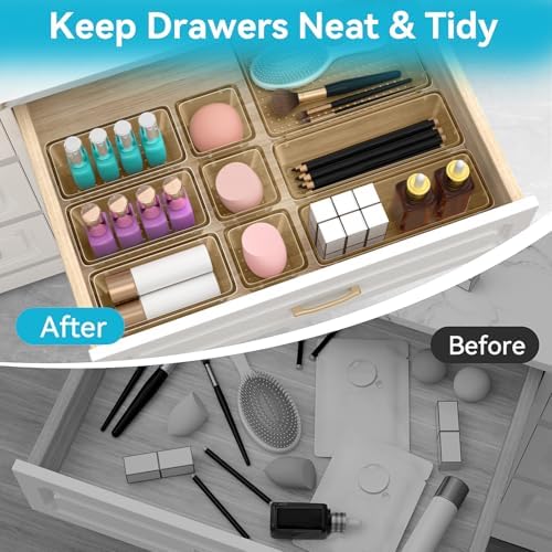 12 PCS Drawer Organizer Set, Makeup Organizers, Champagne - Image 3