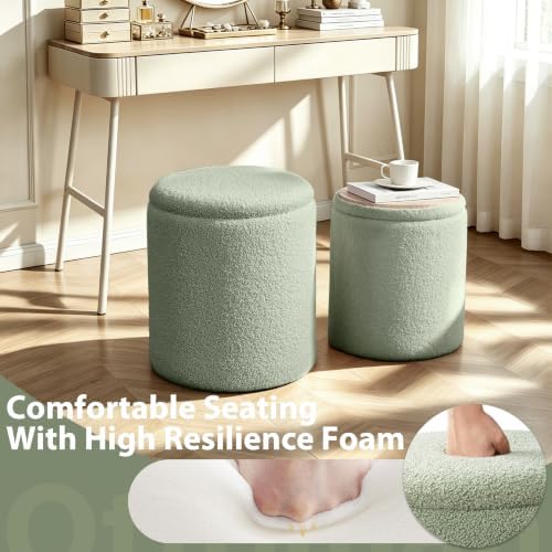 Royal Windsor Round Ottoman with Storage Set of 2, Storage Vanity Stool - Image 5