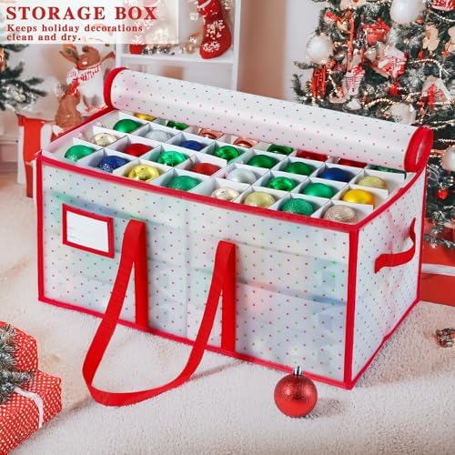 Portable Waterproof Christmas Decoration Ball Storage Box - Stores 128 Ornaments, 3-inch Balls, 8 Independent Layered Trays, Foldable for Easy Access - Image 2