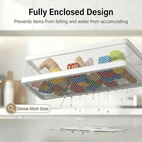 PUSDON 16.5-Inch Extra Long Slim Mesh Shower Caddy, Wall Mounted Bathroom Organizer with Adhesive, Heavy Duty Rustproof Shelf for Narrow Kitchen Pantry & RV, Holds 50 LBS 2-Pack - White Netting - Image 5