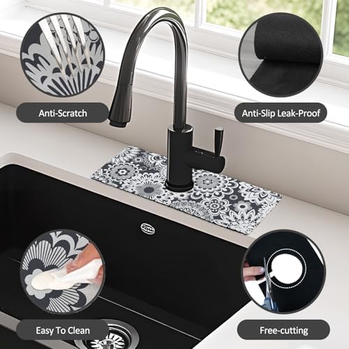 15" X 5.5" Kitchen Sink Splash Guard Faucet Mat Mandala Super Absorbent Fast Drying Faucet Guard & Draining Mat Sink Splash Guard Behind Faucet for Kitchen, Bathroom - Image 6