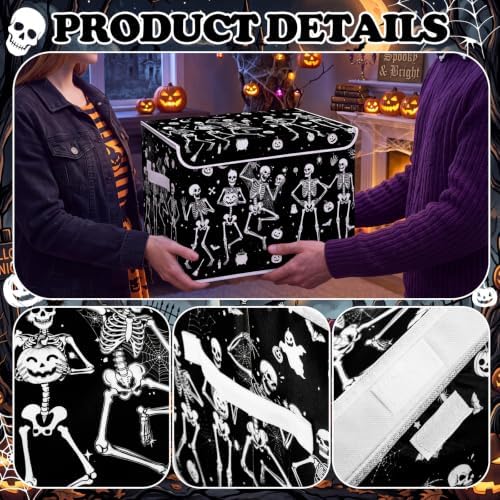 Briwooody Gothic Skull Halloween Storage Bin with Lid and Carrying Handle - Image 5