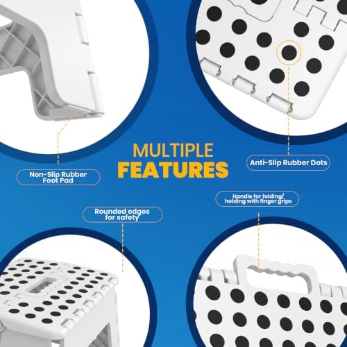 Utopia Home Folding Step Stool 9 Inch, Anti-Slip, White, 2-Pack - Image 6