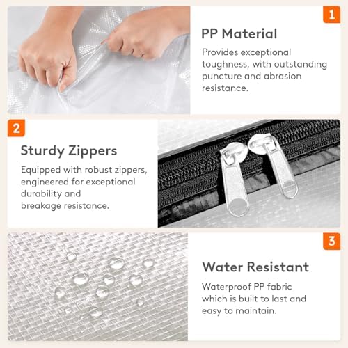Lifewit 2 Pack Clear Storage Bags, 45L Clothes Organizer with Zipper - Image 4
