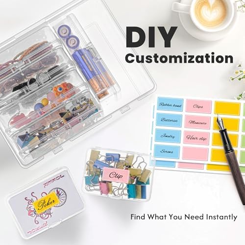 zoeynex 6-Pack Large Clear Plastic Storage Boxes with Master Case – Business Card Organizer System for 500+ Cards, Portable Hard Cases for USB Drives, Crayons, 3" Hardware & Crafts – 3.8" x 2.6" x 1" - Image 2
