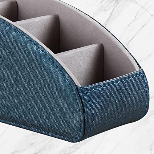 Remote Control Holder, Leather 5 Rooms Desk Organizer and Decorations for Living Room, Bedside Table Remotes Caddy for TV Controllers/ Makeup Brush Pen/ Office Stationery/ Art Supplies/ Eyeglasses - Image 6