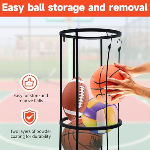 Garage Ball Storage Rack, Wall-Mounted Vertical Ball Holder for Soccer Volleyball Football Basketball, Space-Saving Sports Ball Storage Organizer for Garage, Home - Image 4